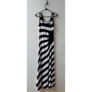 Calvin Klein Asymmetrical Stripe Maxi Dress